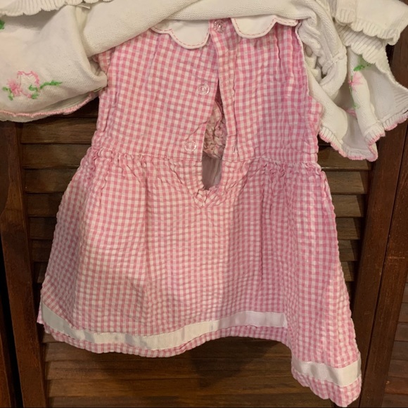 Pink Gingham Dress White Embroidered Cardigan - Picture 12 of 12